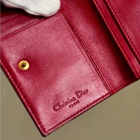 Gold And Pink Dior Card Holder Wallet - Patent Leather Oblique Pattern - Picture 13 of 16